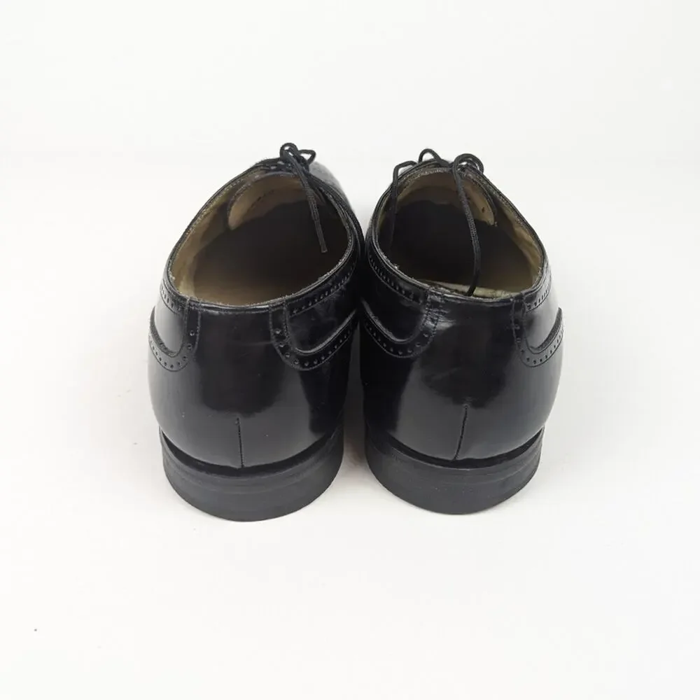 Johnston & Murphy Black Leather Wingtip Brogue Oxford Size 9.5